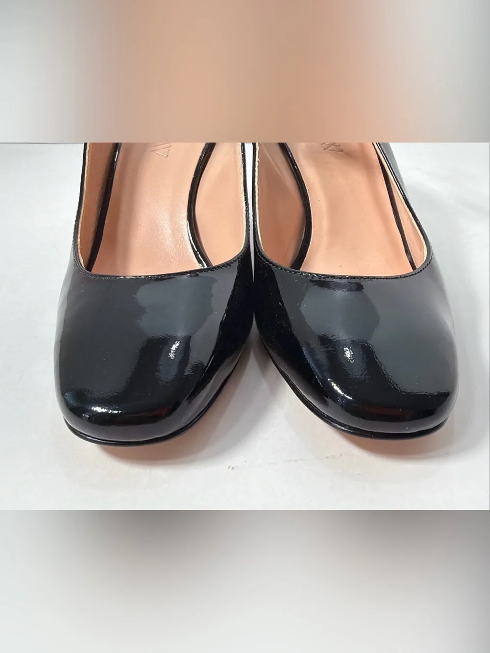 J Crew BLACK PATENT MAISIE ANKLE STRAP BLOCK HEELS Size 7.5 US NWOB